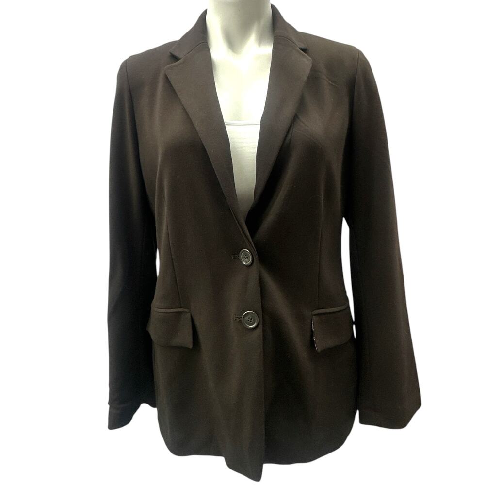 Chico's Ponte Blazer Women's Size 1 (US 8–10) Chocolate Brown NWT Two-Button